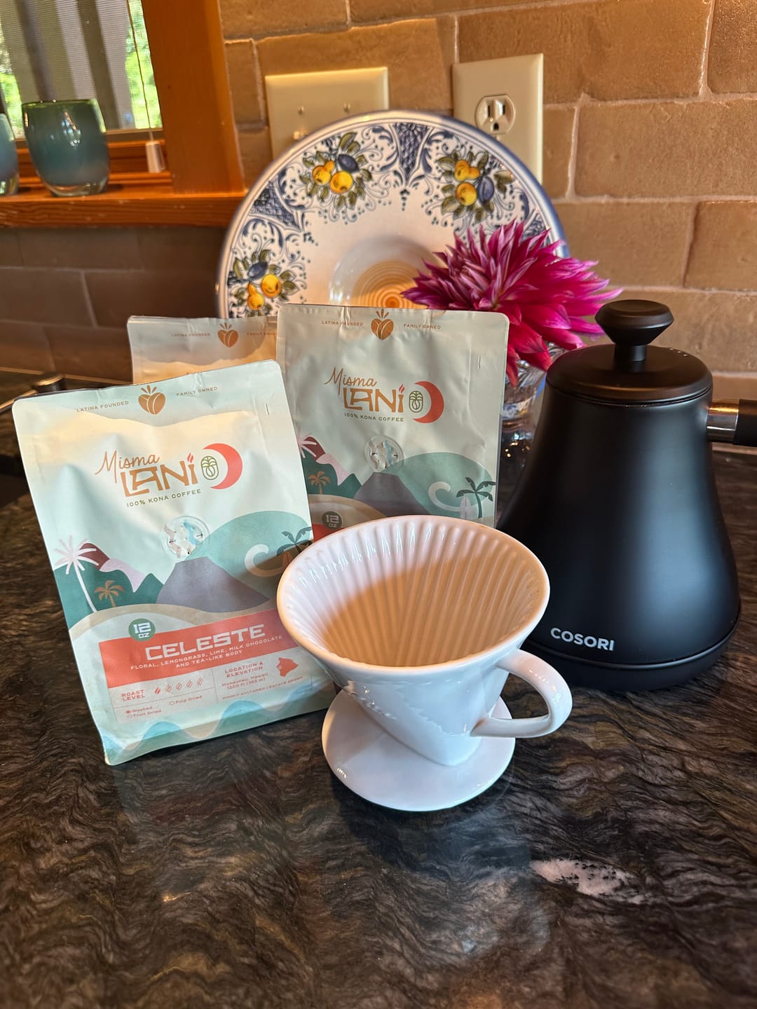 Customer photo review of Celeste Light Roast Coffee – High Caffeine, Washed Processed Kona Blend