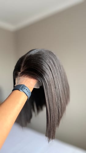 Customer photo review of Budget Vietnamese Super Double Drawn Bone Straight 2x6 Closure 10" Natural Black Wig