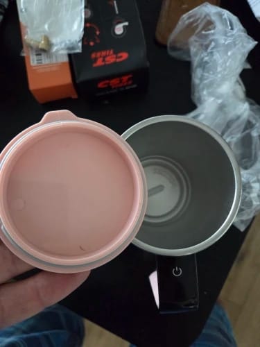 Customer photo review of Self-Stirring Coffee Mug — Rechargeable Magnetic Mixing Cup, 380 ml