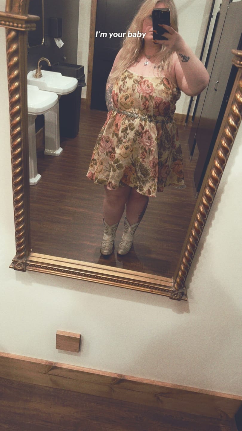 Customer photo review of Jacquard Floral Print Tank Mini Dress