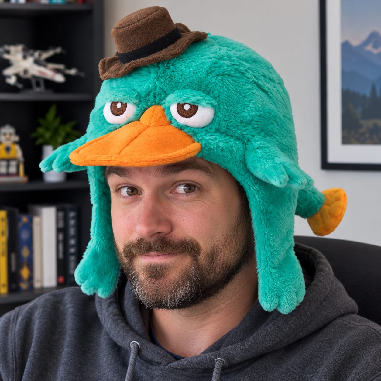 Customer photo review of Disney’s Phineas and Ferb "Perry the Platypus" – Plush Hat