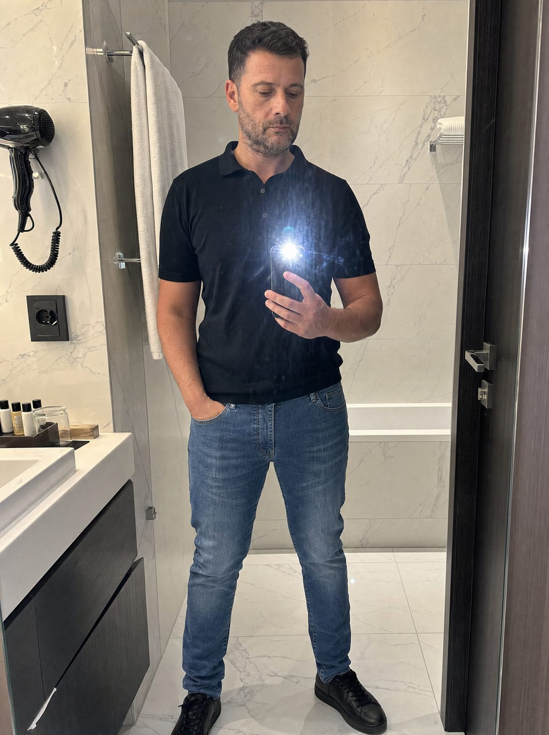 Customer photo review of The Precision Jeans – Stone Blue
