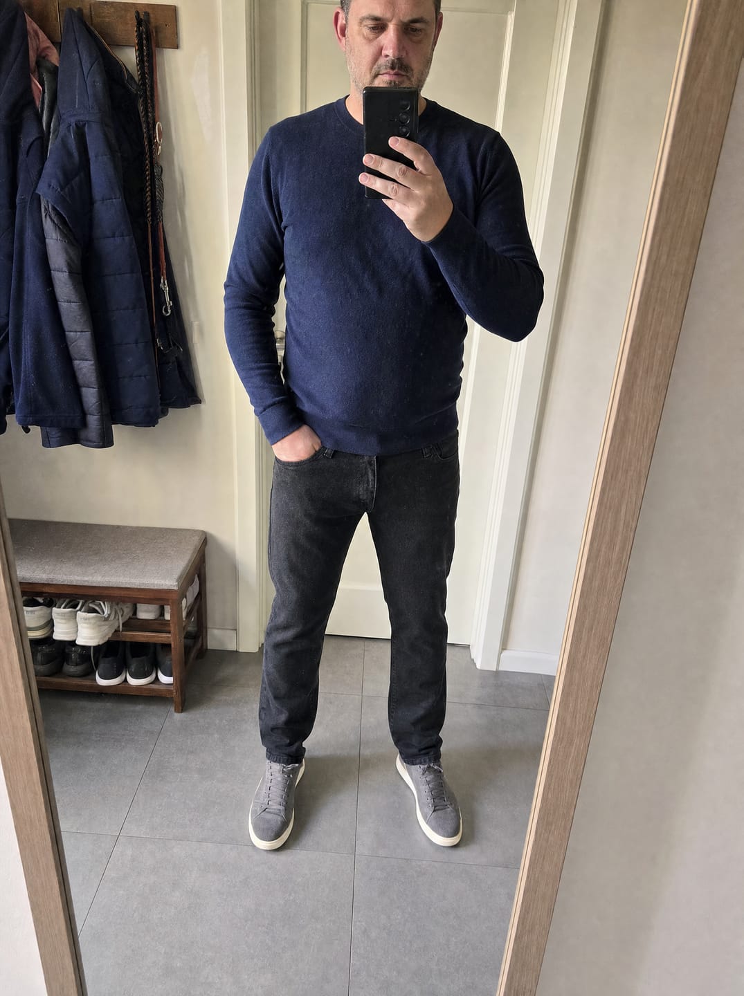 Customer photo review of The Precision Jeans – Jet Black