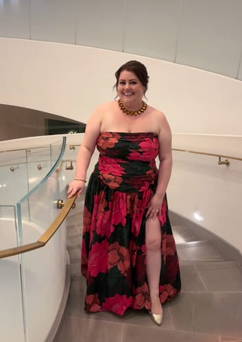 Customer photo review of Georgia Strapless Dress in Floral by Hutch - RENTAL