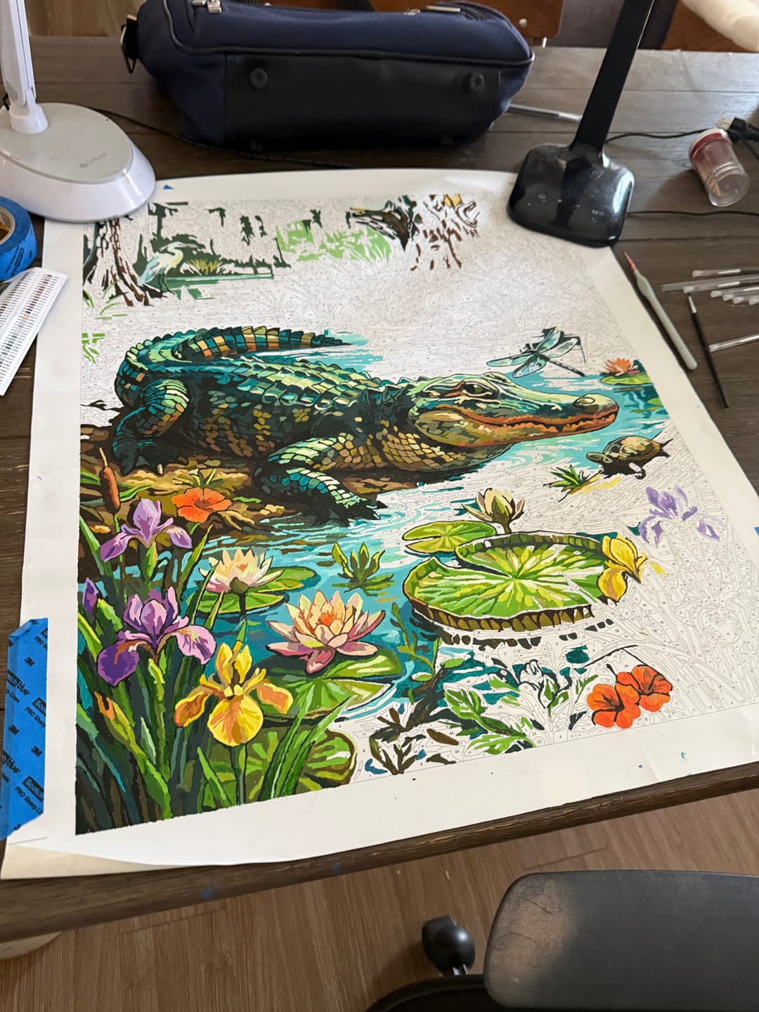 Customer photo review of Mystic Swamp Alligator (80 Color Paint by Numbers)