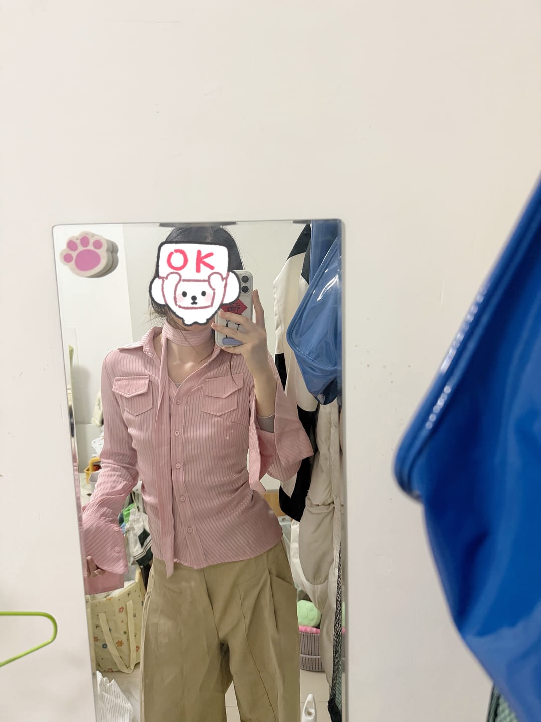 Customer photo review of VATTY™ Women's Pink Satin Striped Long-Sleeve Shirt