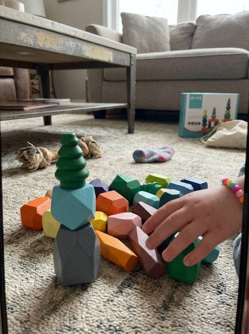 Customer photo review of Montessori Holzsteine Stapelset Kleinkind | Bunte Balanciersteine Feinmotorik Kreativspiel
