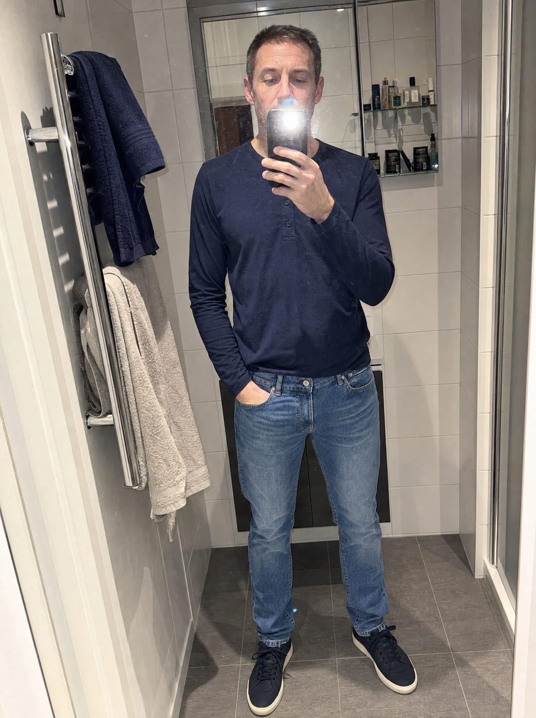 Customer photo review of The Precision Jeans – Stone Blue