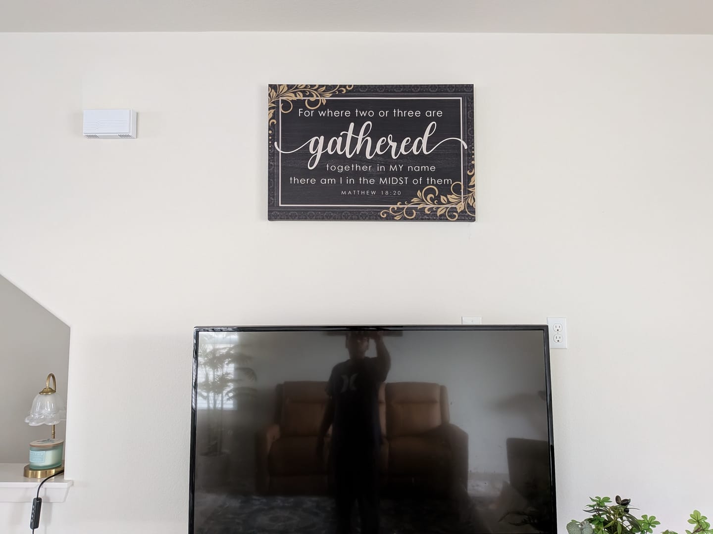 Customer photo review of Where Two Or Three Are Gathered Together In My Name Matthew 18:20 Wall Art Canvas