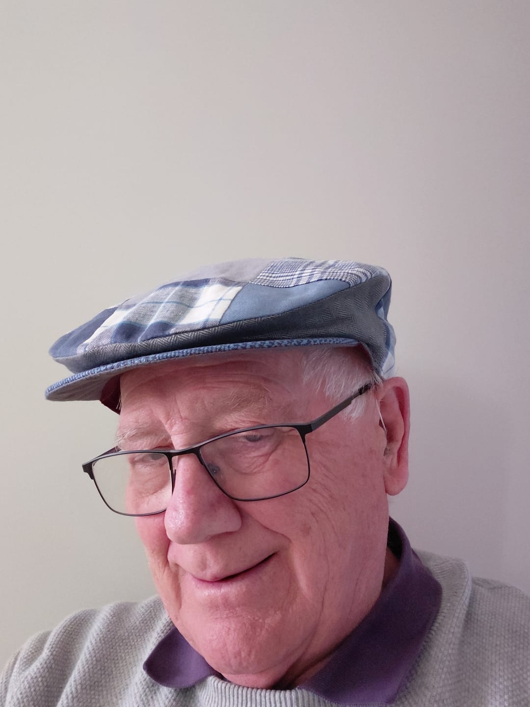 Customer photo review of Vintage Cap Patchwork Grey/Blue Linen