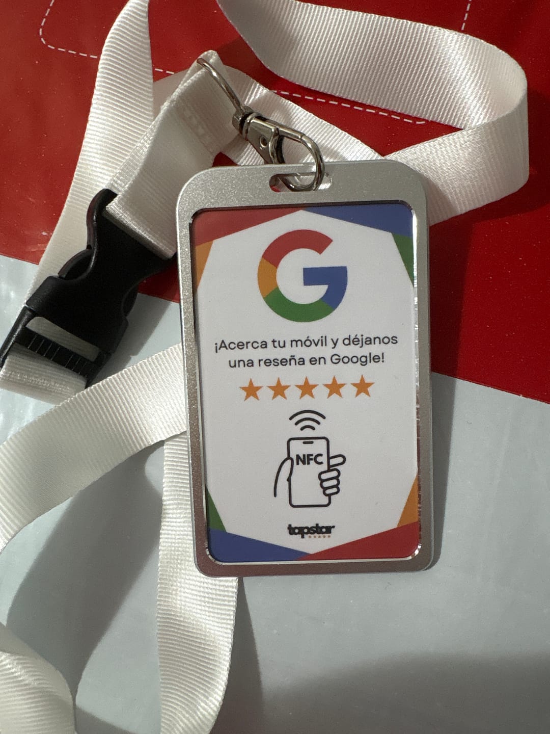 Customer photo review of Tarjeta Reseñas de Google