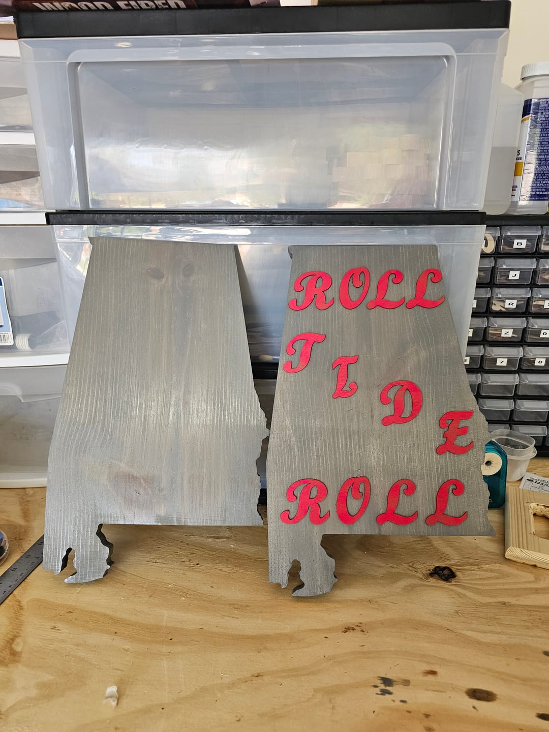 Customer photo review of 16.0x10.0" State Of Alabama Acrylic Router Template