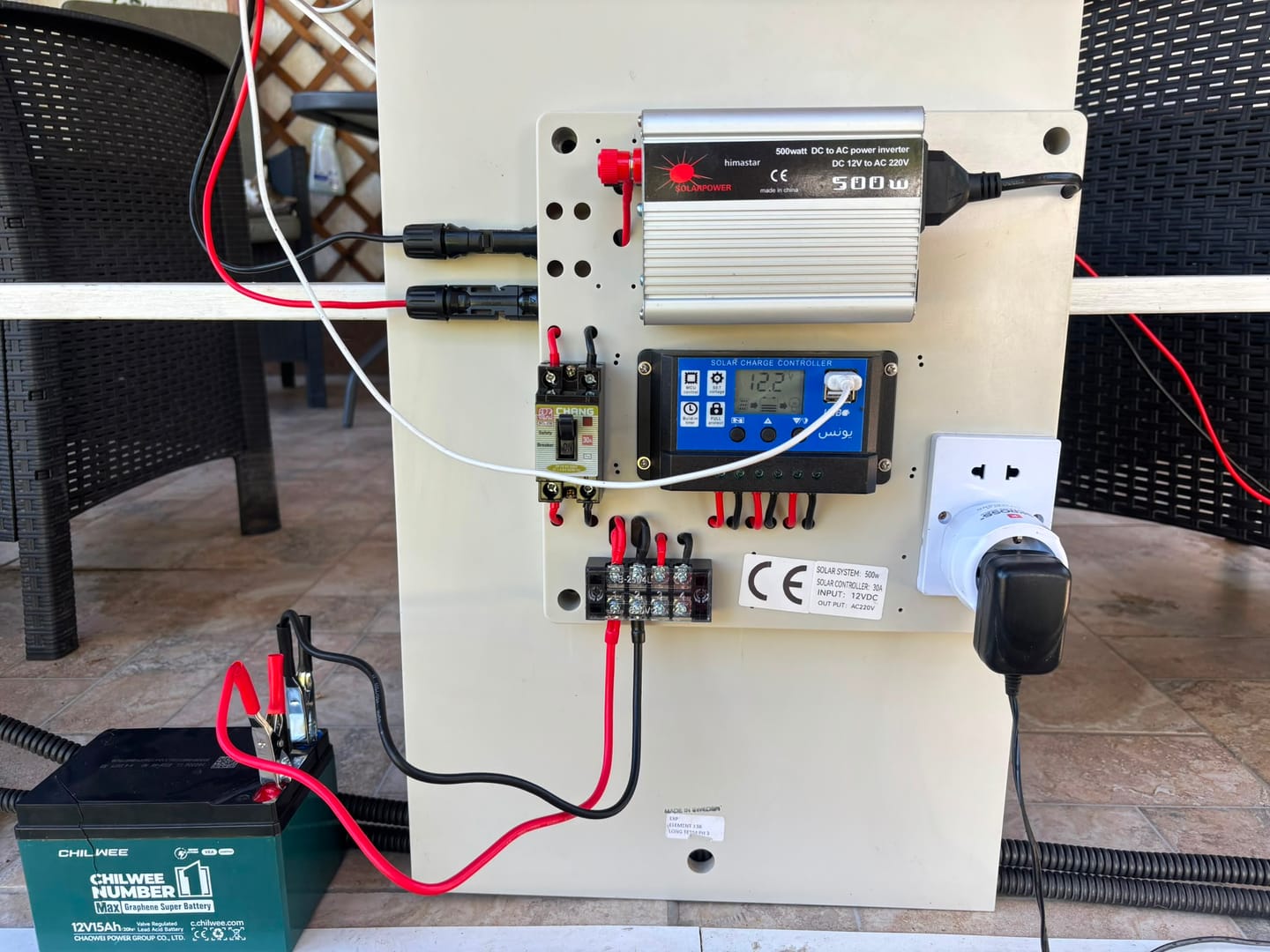 Customer photo review of Mini Kit fotovoltaic 500W invertor si controler PWM 30A cabluri incluse