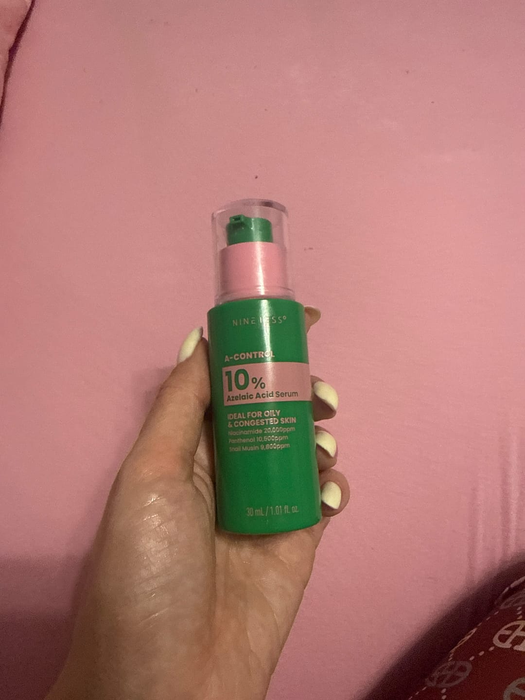 Customer photo review of Azelaīnskābes serums aknes novēršanai Nine Less A-Control 10% Azelaic Acid Serum