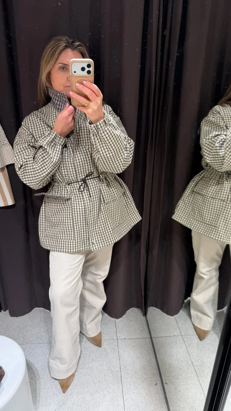 Customer photo review of Ellen High-Neck Plaid Jacket