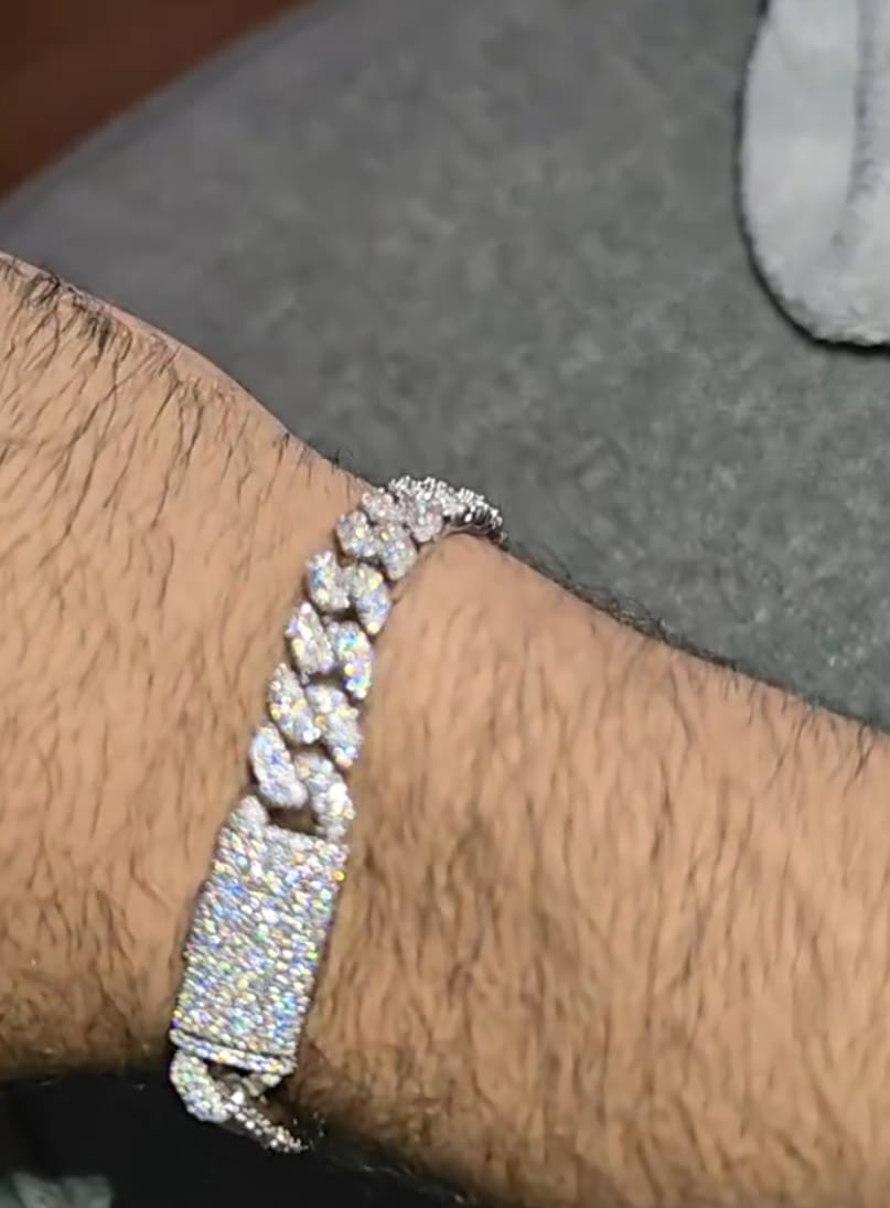 Customer photo review of 15MM Three Rows Iced Out Solid Silver Miami Cuban Link Bracelet For Men