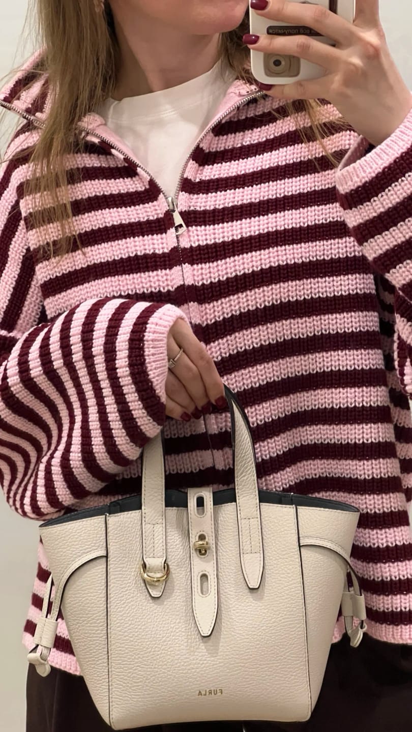 Customer photo review of Hanna Striped High-Neck Knit Sweater