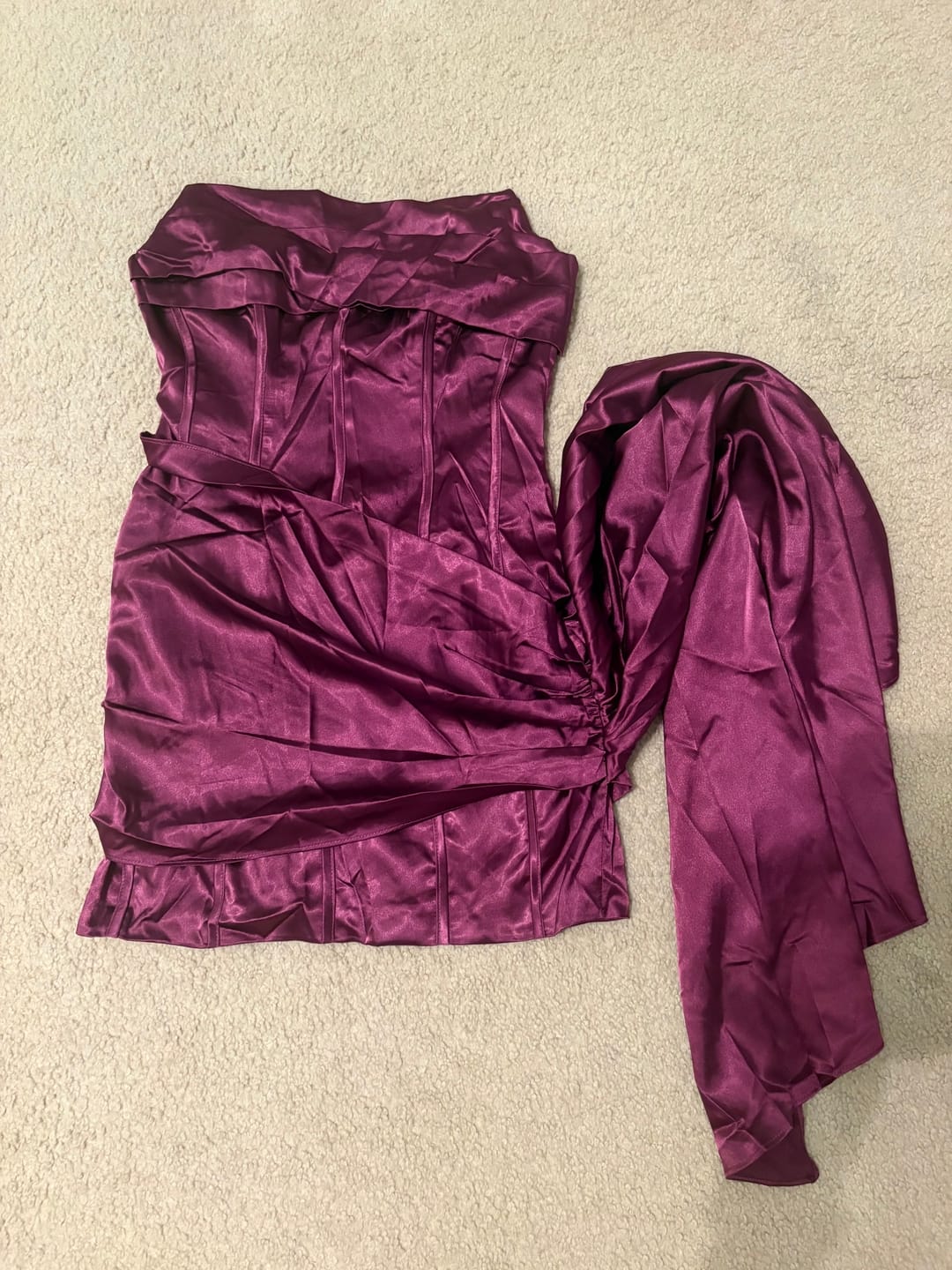 Customer photo review of Strapless Mulberry Draped Corset Short Dress