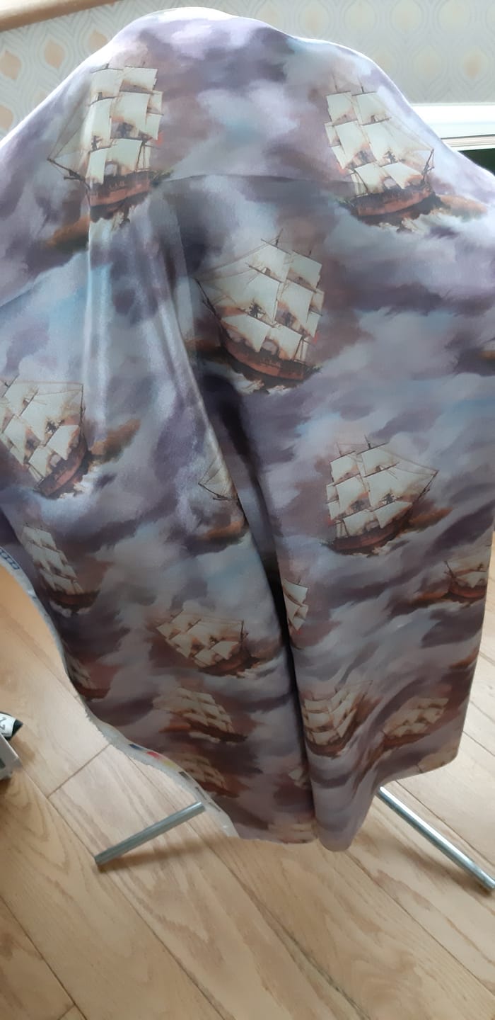 Customer photo review of Sailing Ships Satin Fabric