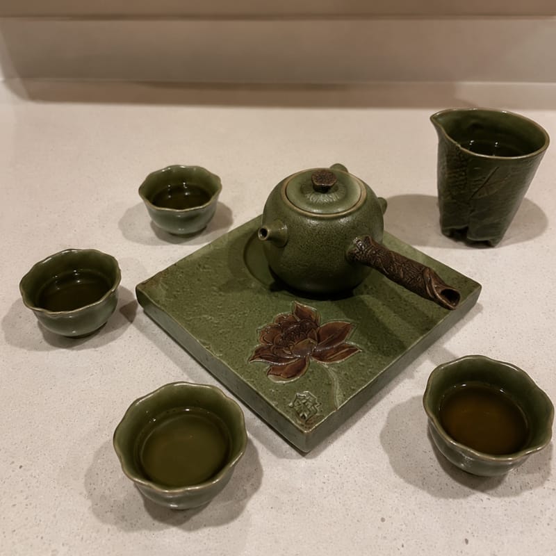 Customer photo review of Rin Lotus Side Grip Kung Fu Teapot Set