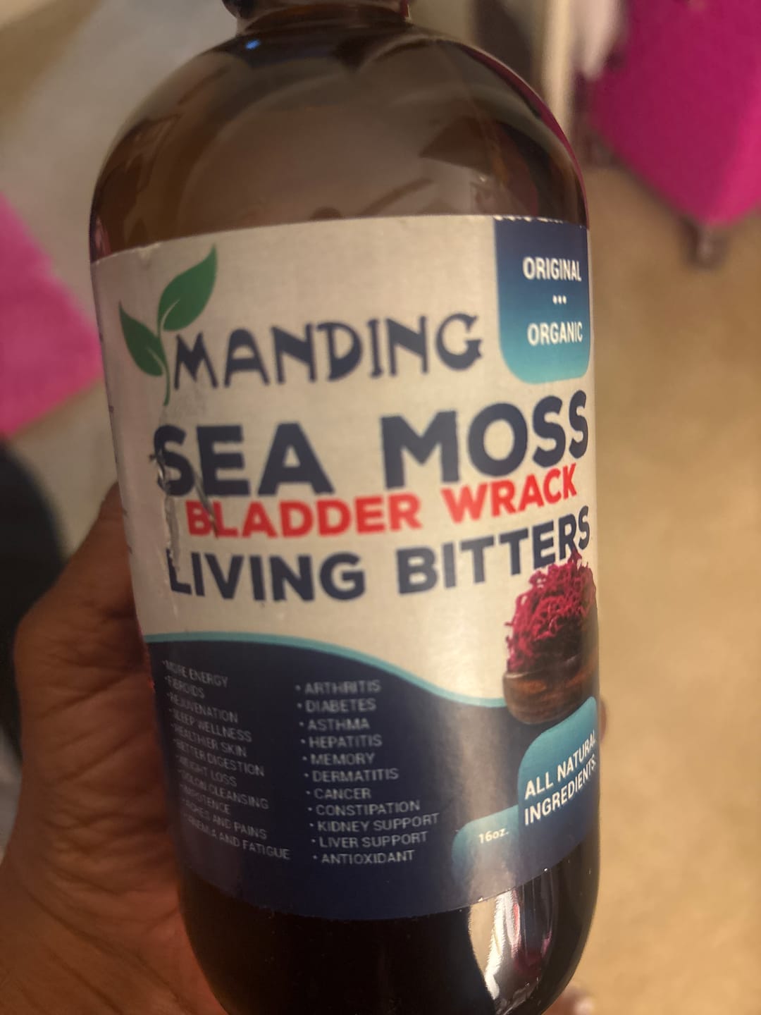 Customer photo review of Sea Moss Bladder Wrack Living Bitters 16 OZ | Herbal Blend