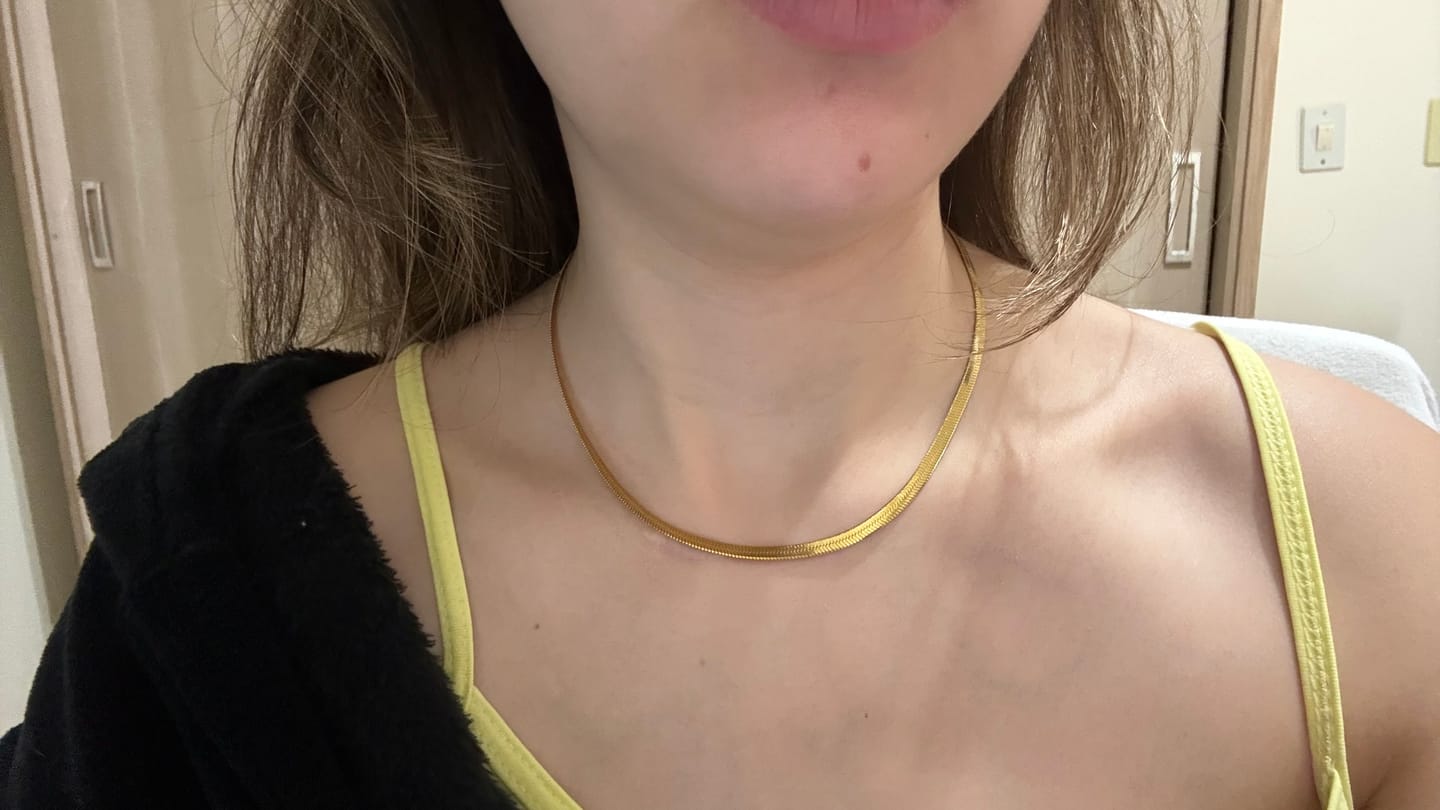 Customer photo review of Colar de Corrente Slim Banhado em Ouro 18k