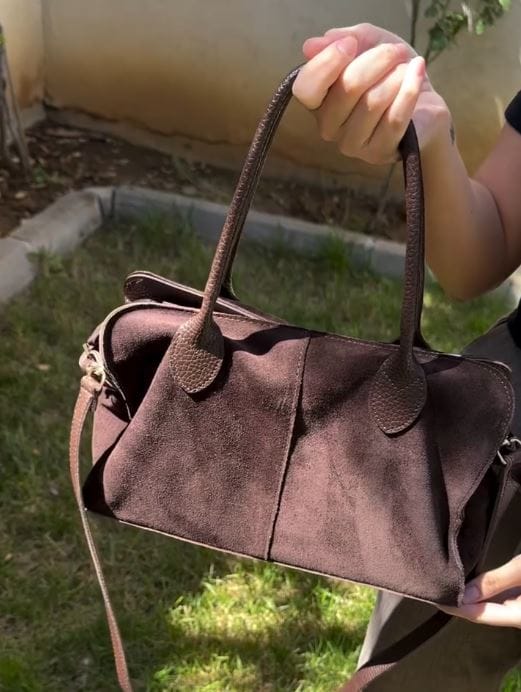 Customer photo review of Totem Large |  Hakiki Süet Deri El ve Omuz Çantası | Kahve