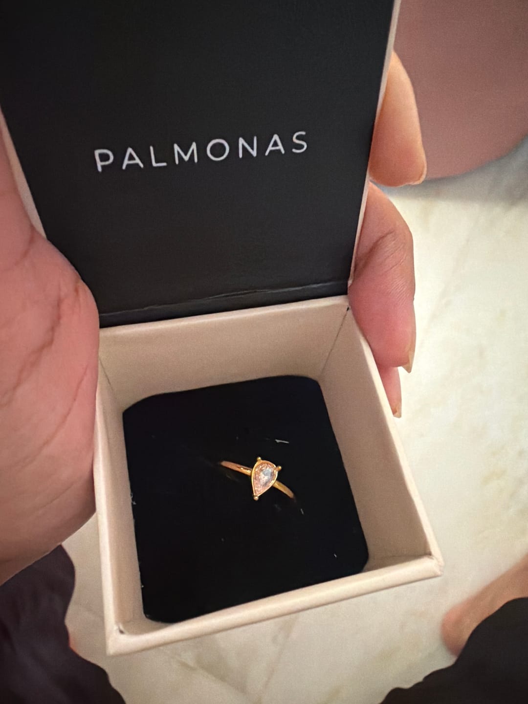 Customer photo review of Droplet Blush Ring