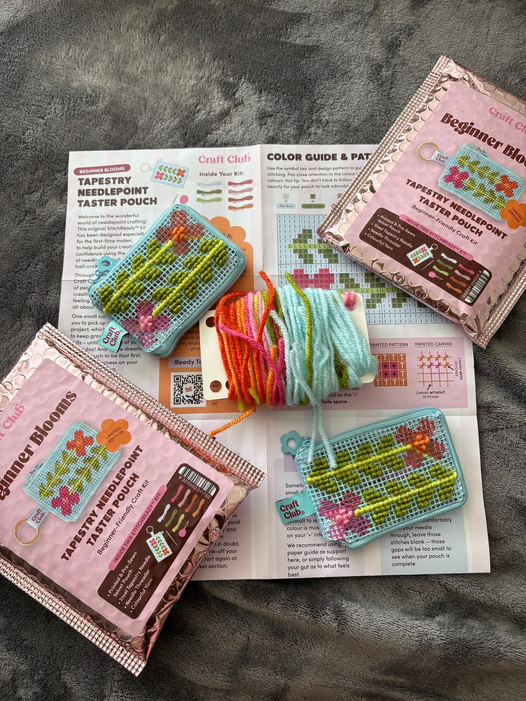 Customer photo review of BEGINNER BLOOMS - Needlepoint Taster Pouch Kit