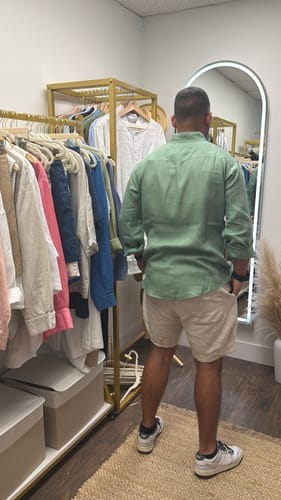 Customer photo review of Siesta Key Linen Shorts