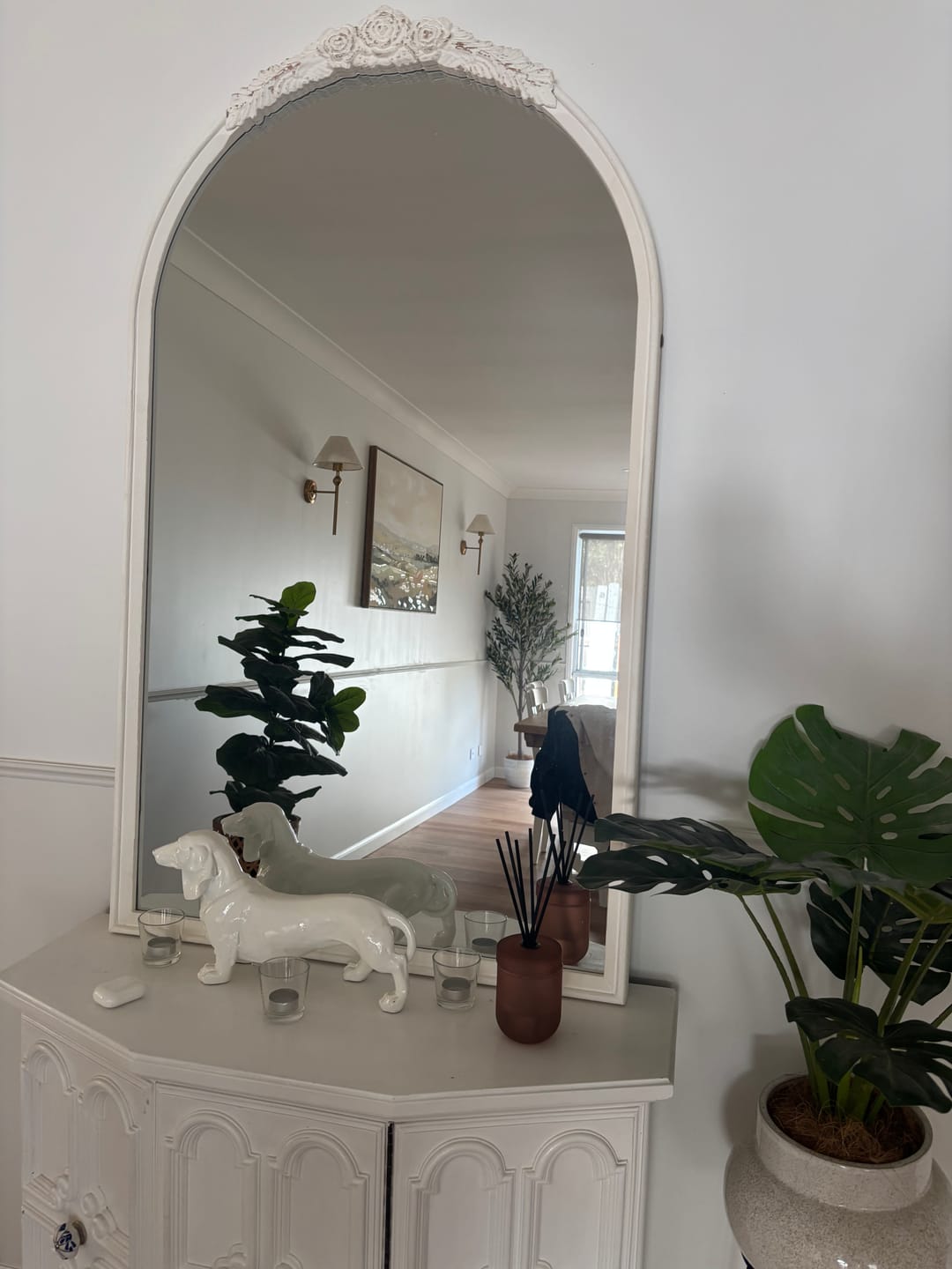 Customer photo review of Camille French Provincial Arched Wall Mirror, Distressed Timber & Rose Crown