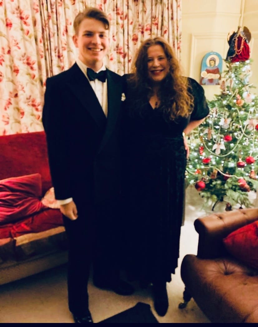 Customer photo review of Verity Black Velvet Floral Flock Maxi Gown