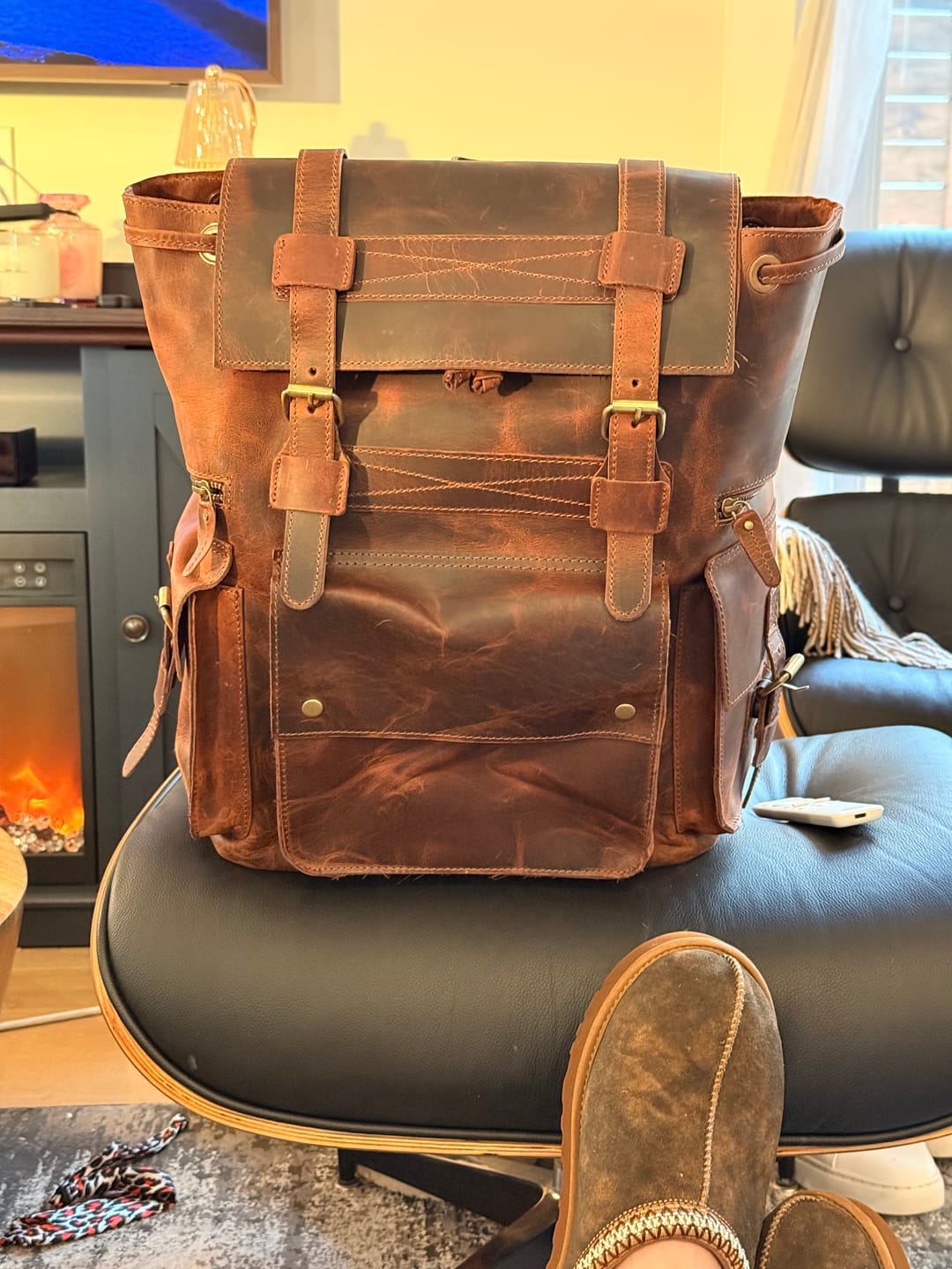 Customer photo review of Zenith | Buffalo Leather Travel Backpack