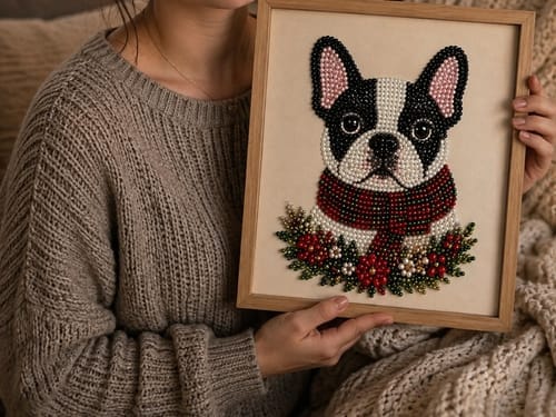 Customer photo review of Custom Pearl Art - For Family - AI Christmas Canvas Kit