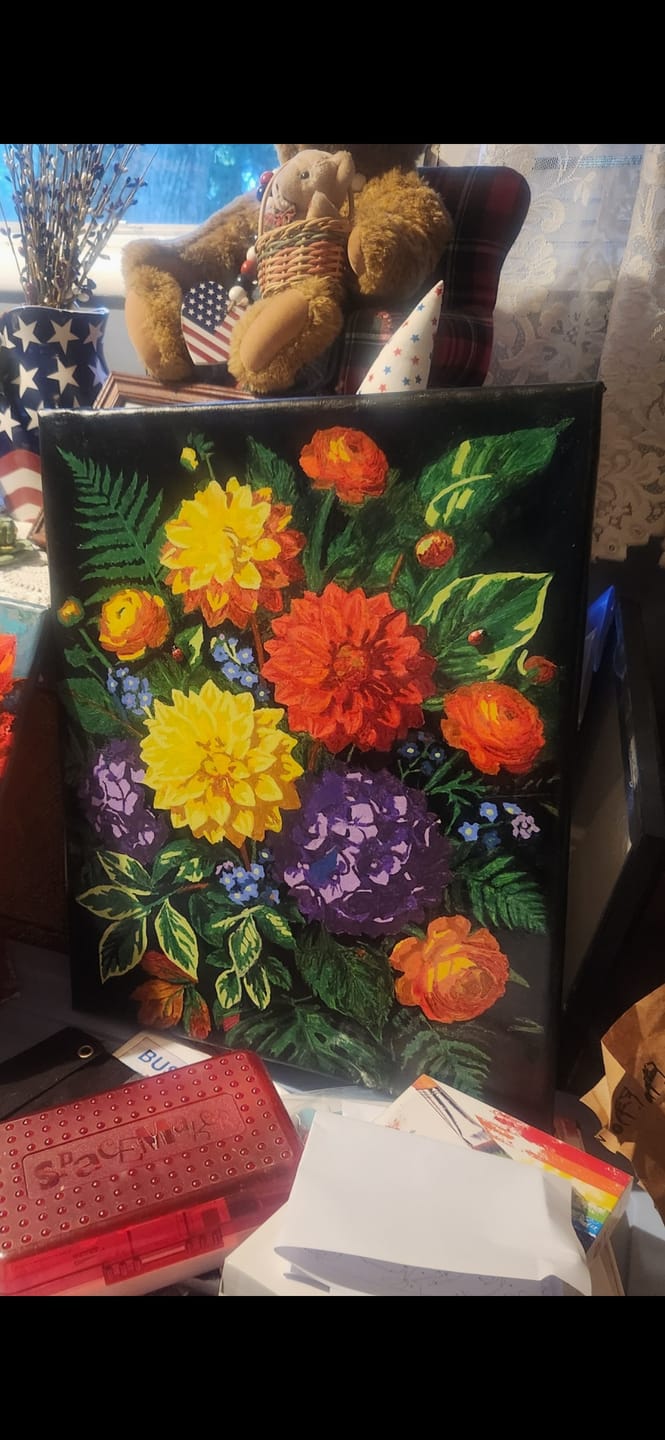 Customer photo review of Dahlia Hydrangea Bouquet (Paint by Numbers)