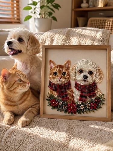 Customer photo review of Custom Pearl Art - For Family - AI Christmas Canvas Kit
