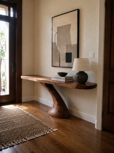 Customer photo review of Unique Solid Wood Coffee Table with Artistic Design and Natural Finish