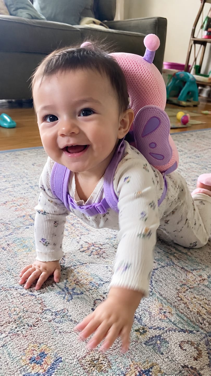 Customer photo review of Little Bloom™ Winged Head Cushion — for Wobbly First Steps