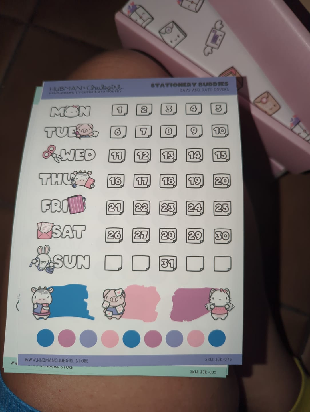 Customer photo review of Stationery Buddies Days and Date Covers