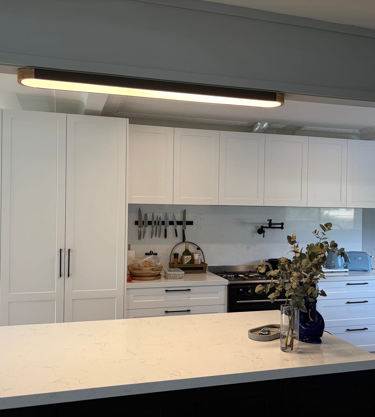 Customer photo review of Oval Led Flush Mount With Wood Accent