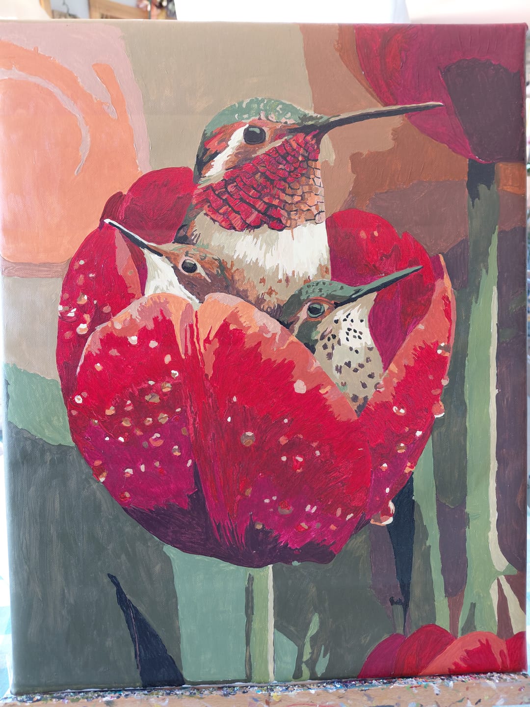 Customer photo review of Hummingbird Family | Paint by Number