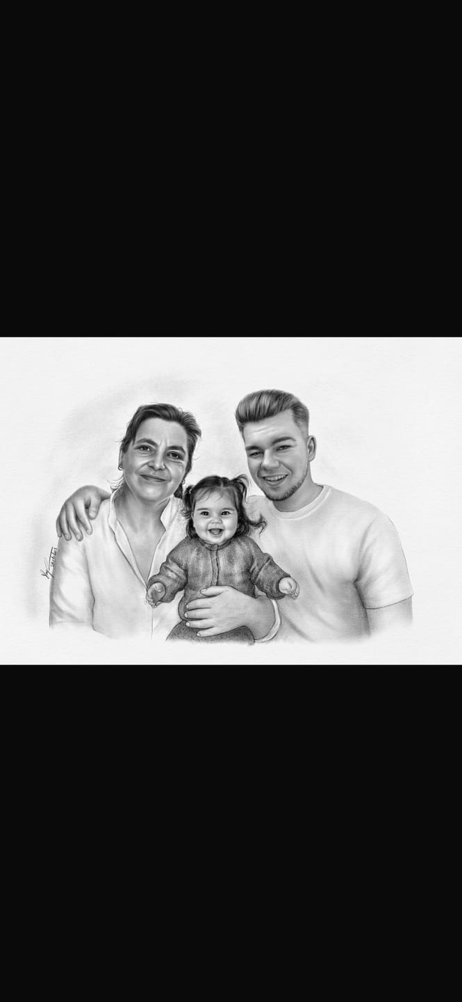 Customer photo review of Portrait zeichnen lassen vom Foto - 100% handgezeichnet von echten Künstlern