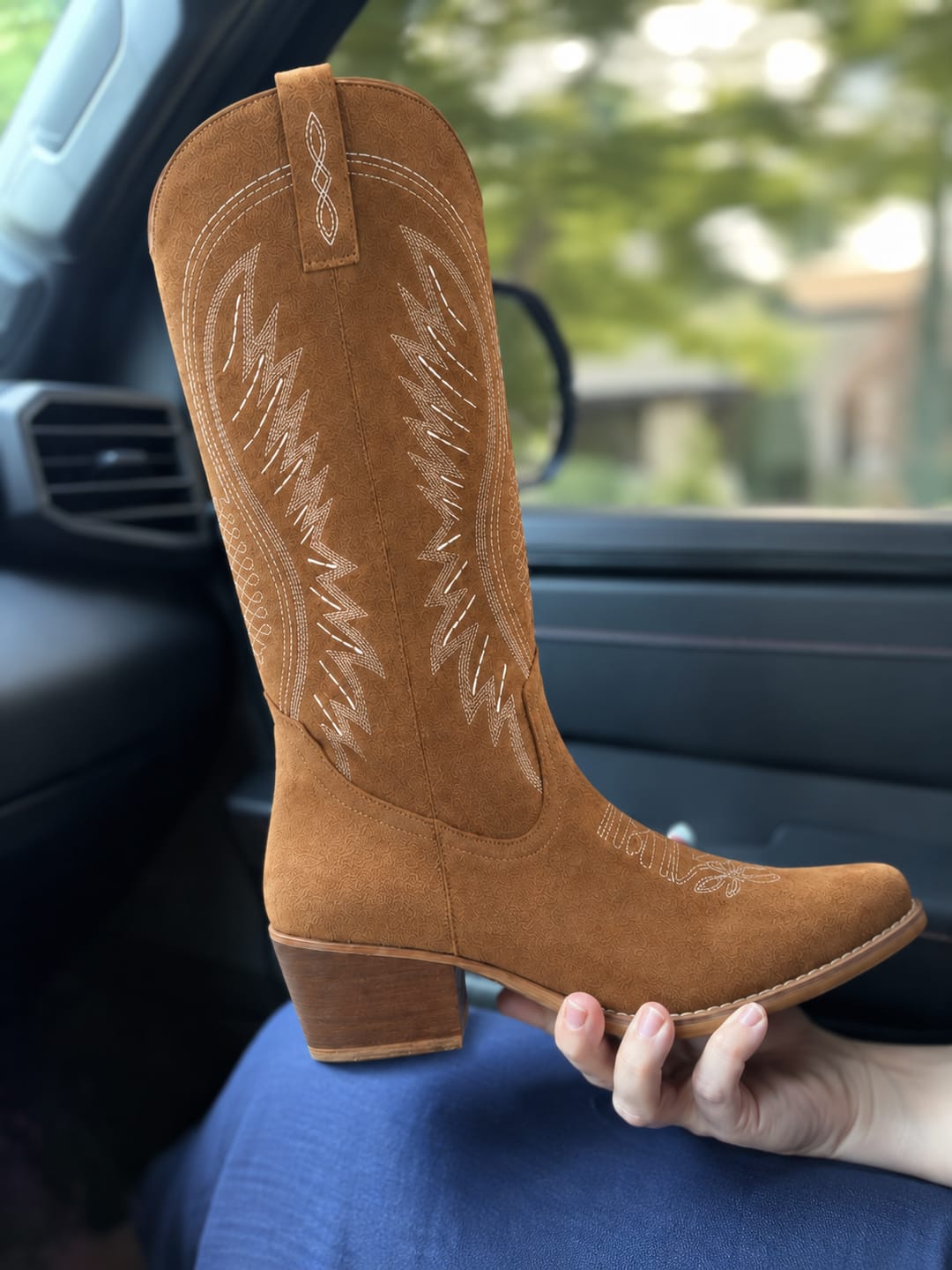 Customer photo review of June | Lace-Detail Tall Western Boot