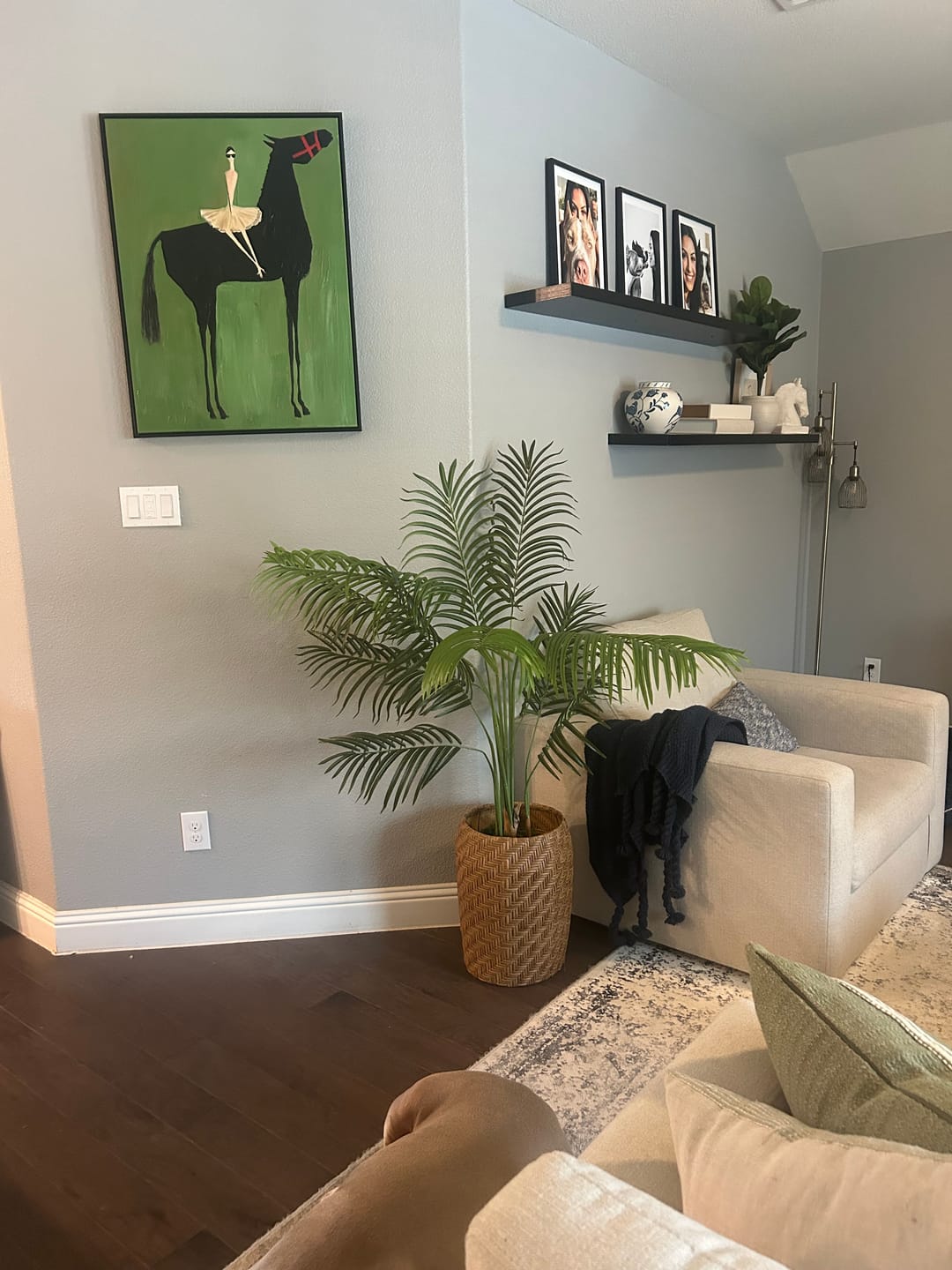 Customer photo review of Modern Equestrian Hand-Painted Oil Painting|Midnight Elegance