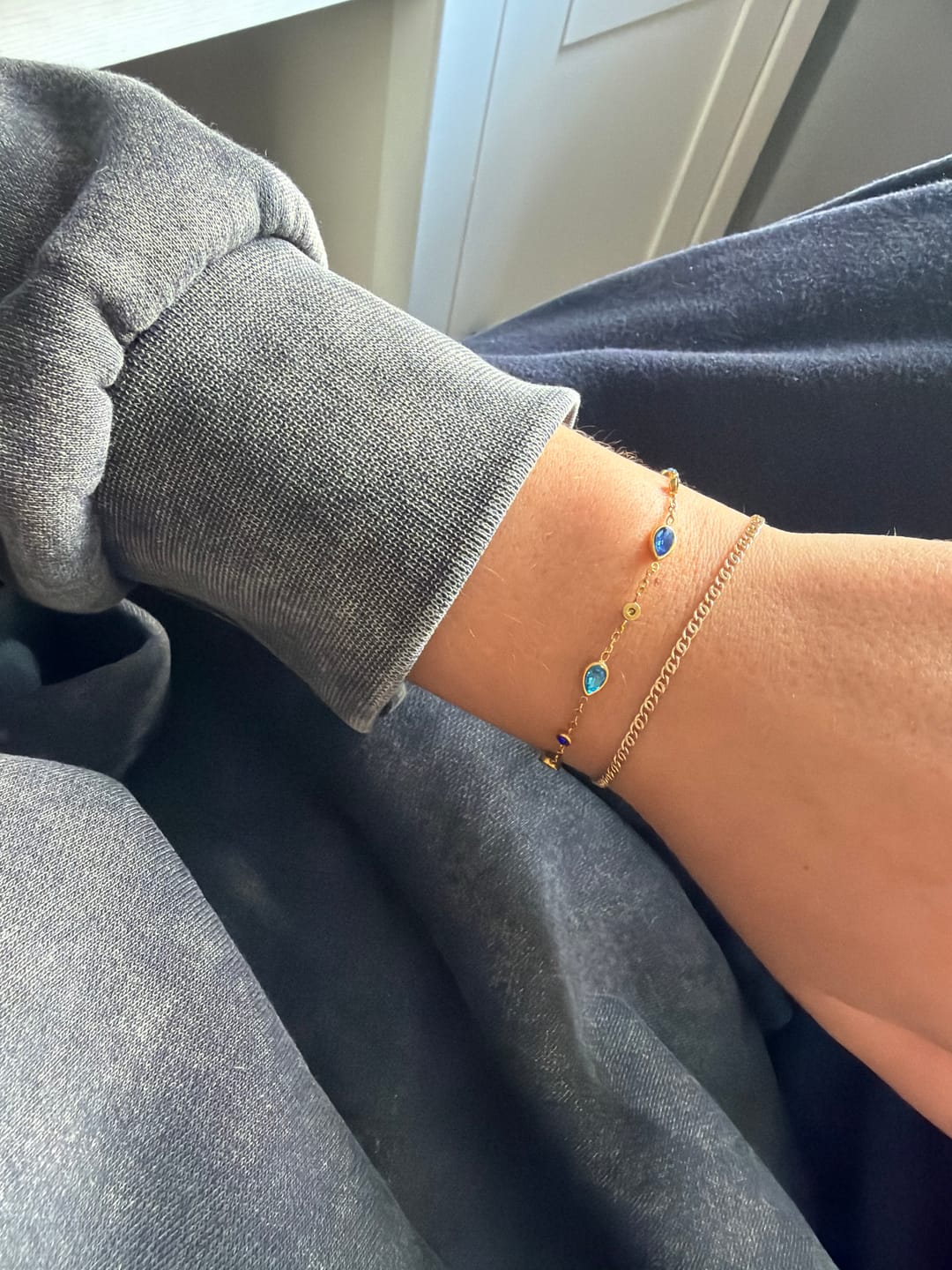 Customer photo review of Beatrice Gold Blue Bracelet