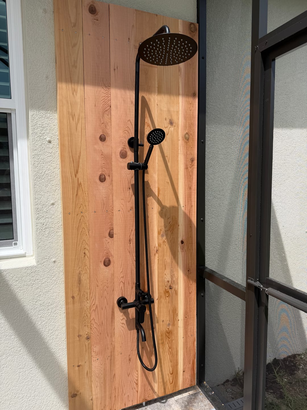 Customer photo review of 3-in-1 Outdoor Shower Set Adjustable Handheld, Rainfall & Foot Wash