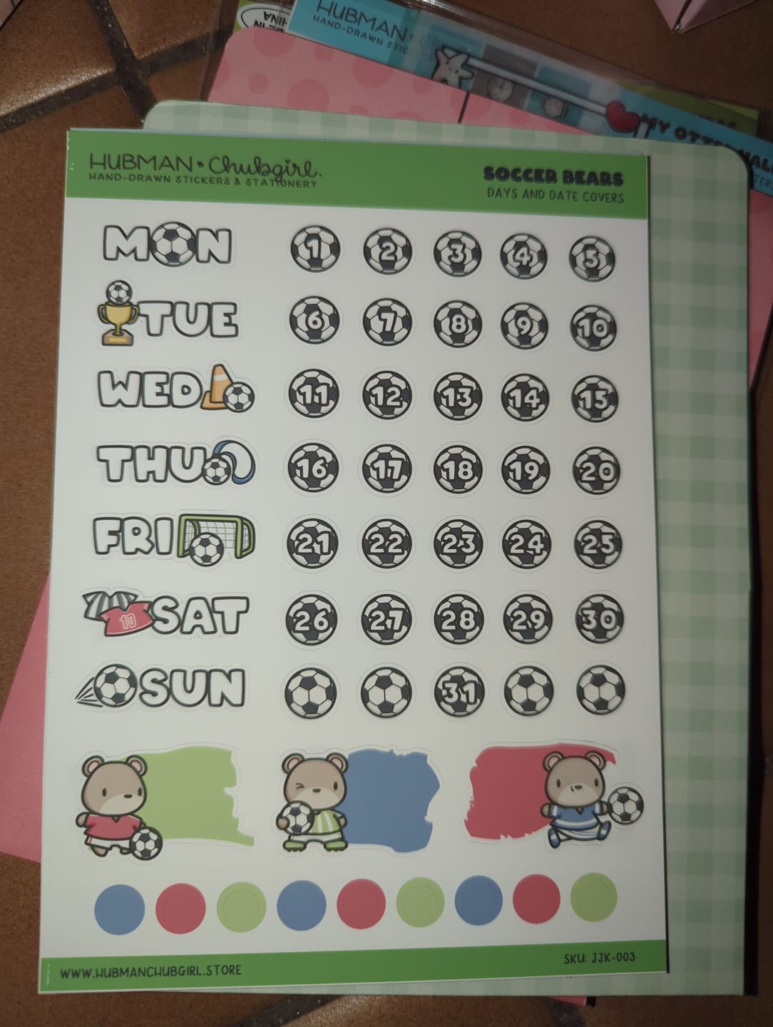 Customer photo review of Soccer Bears Days and Date Covers