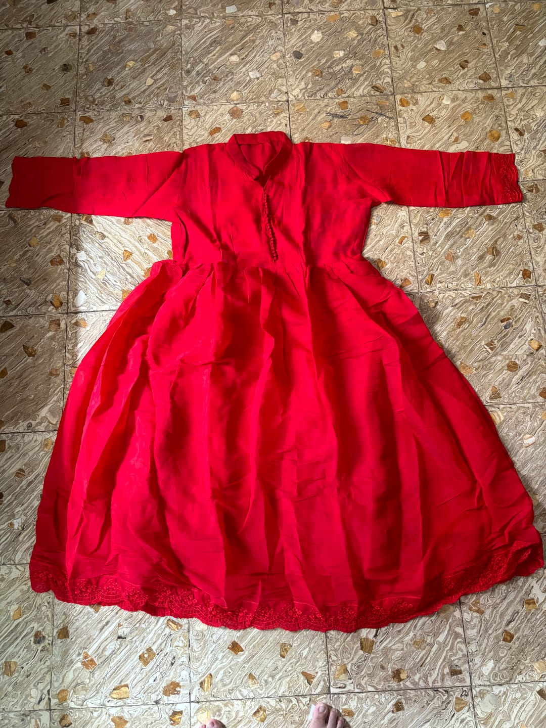 Customer photo review of Elegant Wine Red Anarkali Suit Set with Dupatta