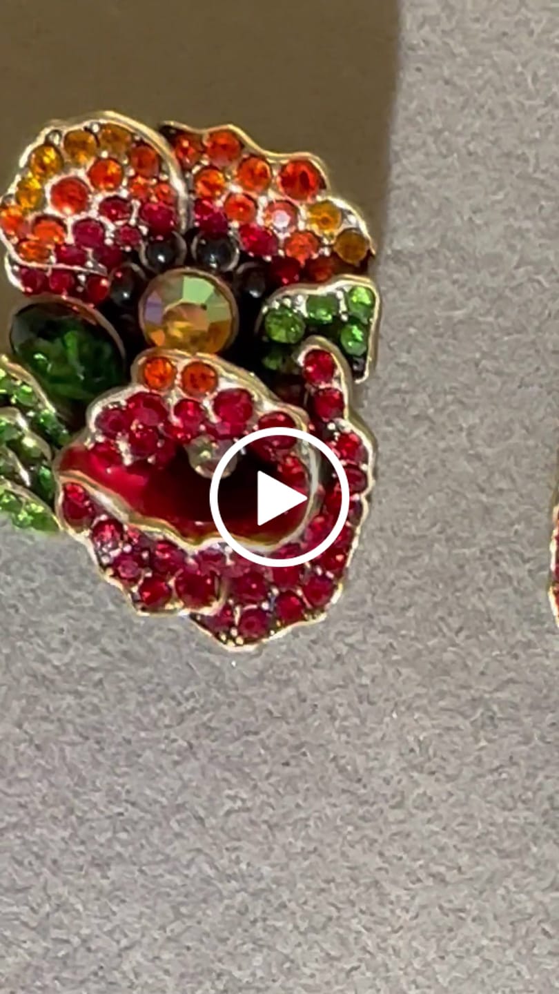 Customer video review of HEIDI DAUS® "Empress of the Bloom"  Crystal Poppy Button Earring