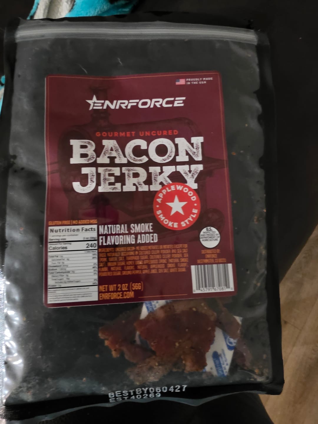 Customer photo review of Gourmet Bacon Jerky